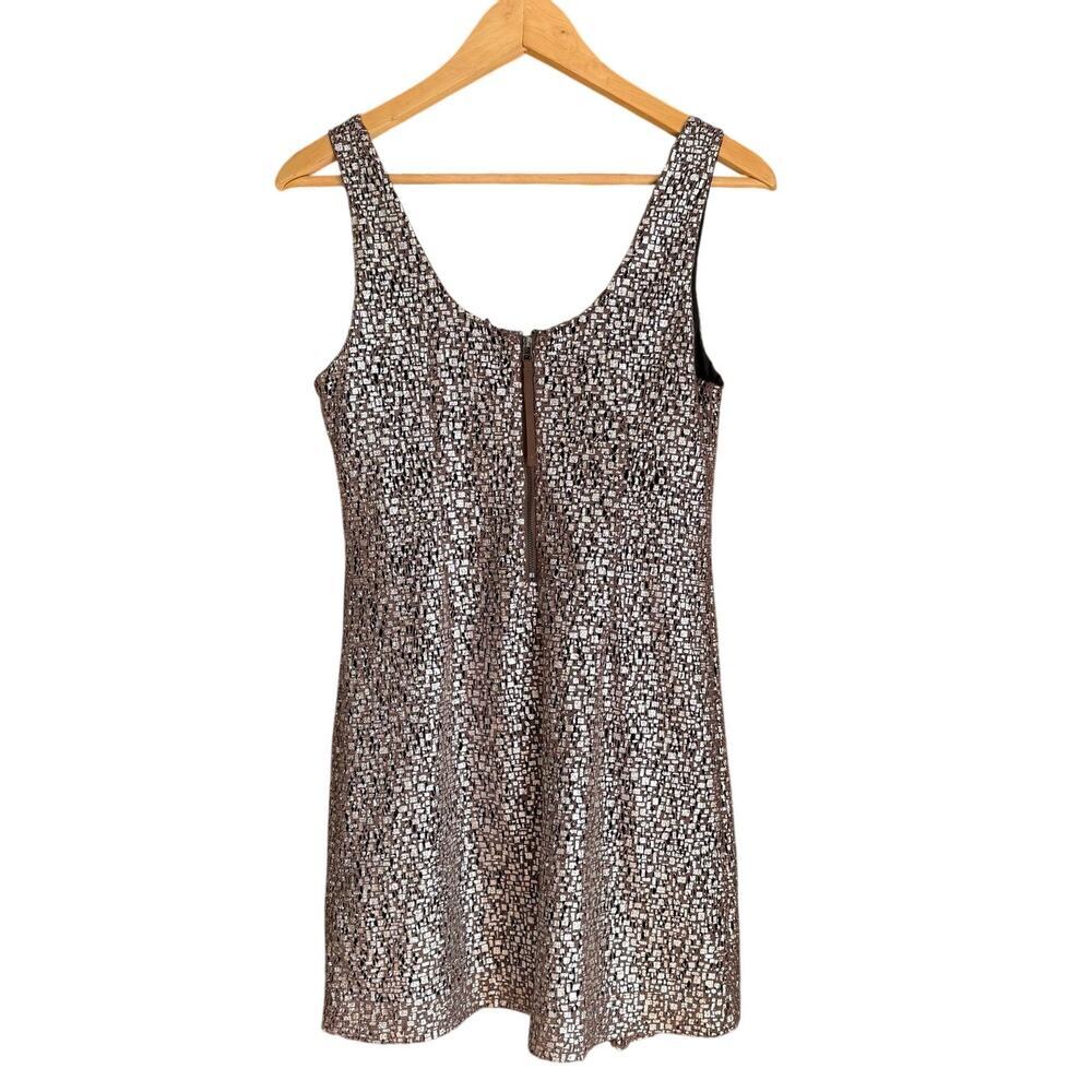 Guess Brown Silver Metallic Knit Sleeveless Mini Dress Size 5 Party Club Y2K - Picture 7 of 14